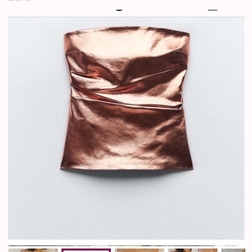 Zara metallic rose gold strapless tube top - Picture 4 of 11